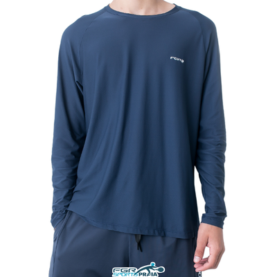 camiseta manga longa azul fgr nova